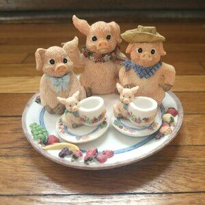Youngs Inc - 1995 Pig Miniture Tea Set Collection